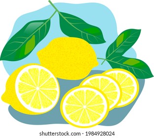 lemons. colorful color collage. isolated drawing by hand. decorative flat art. sticker, poster.