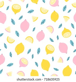 Lemons doodle seamless pattern