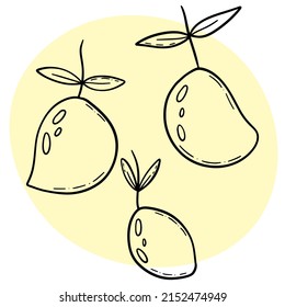 Lemons doodle style in black ink outline.