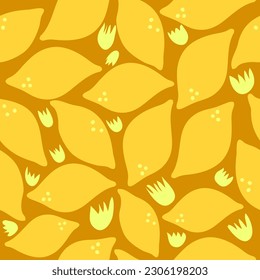 lemons with flowers seamless yellow theme all print seamless pattern. Lemons fruit summer surface pattern design. Suitable for tiles, fabric, decoration, textile and much more.