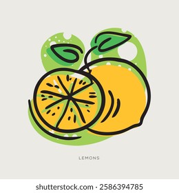 Lemons, freehand-style drawing in Doodle style.