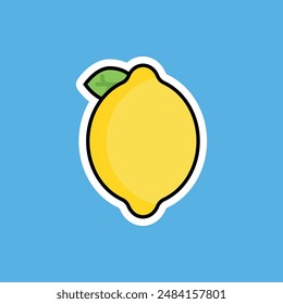 Lemons Fruits Sticker Vector Illustration