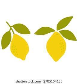 Lemons with green leaves featuring a bright yellow and green color palette