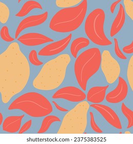 Lemons groovy hand drawn seamless pattern