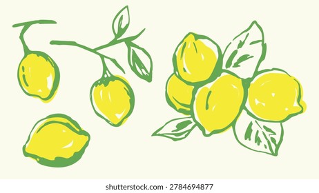 Lemons hand drawn vector illustration. Not AI