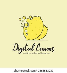 lemons icon or fruit logo with a digital blend