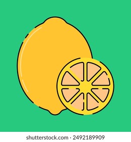 Limones Ilustración Diseño plano aislado sobre fondo verde