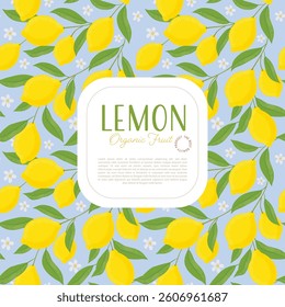 Lemons with leaves Illustration. Lemon plant. Template for cards, menus, flyers, posters. Vector hand drawn illustration.