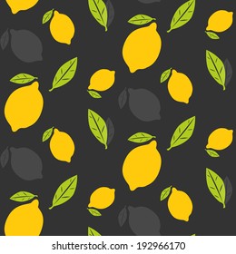 Lemons with leaves seamless pattern 