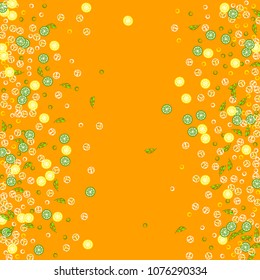 Lemons and limes on a yellow background. Fruit background. Cocktail. Fruit freshness. Citrus and ice. Bright summer background.