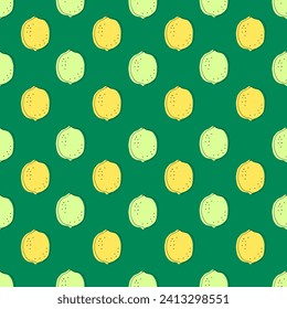 Lemons and limes seamless pattern. Citrus abstract background