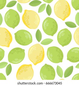 Lemons and limes. Seamless pattern. Vector illustration.