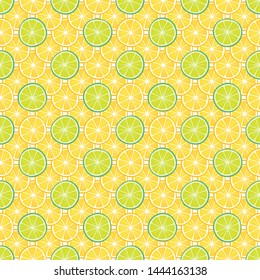 Lemons and Limes Seamless Vector Pattern.