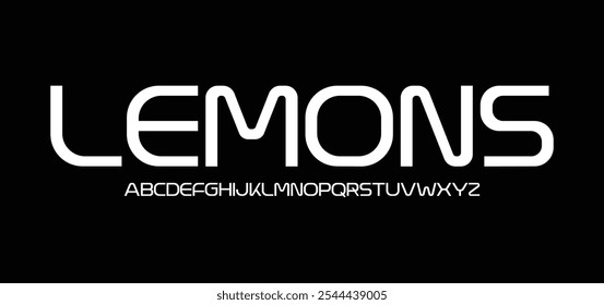 Lemons, Modern Future bold Alphabet Font Logo. Typography urban italic style fonts technology, sport, movie brand and logos. vector illustration