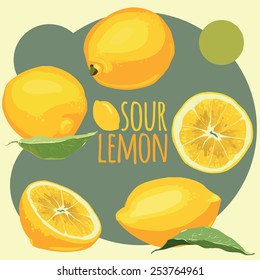 lemons on abstract background