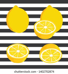 Lemons on black stripes background