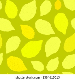 Lemons on lime color background. Vector seamless pattern.