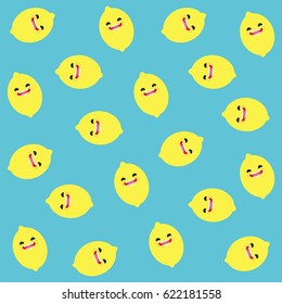 Lemons on the turquoise background. Pattern for textile, print, wrapping, kraft, cards…
