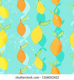 lemons pattern vector background. Colorful wallpaper vector. Seamless pattern with citrus fruits collection. Decorative illustration, good for printing