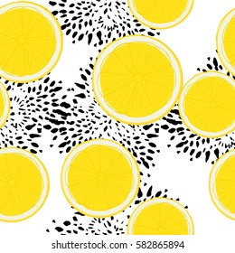 Lemons pattern. Watercolor background. Colorful summer fruit vector illustration on white background.