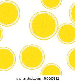 Lemons pattern. Watercolor background. Colorful summer fruit vector illustration on white background.
