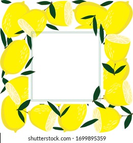 Zitronen-Postkarte. Kopienraum. Frische gelbe Cistrus Früchte. Gelbe Zitronen mit Platz für Text. Vektorgrafik