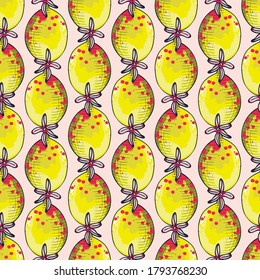 lemons Rows Vector Seamless Pattern