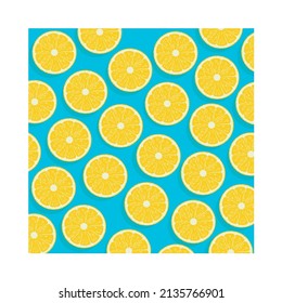 Lemons Seamless Pattern with blue background , vector illustration