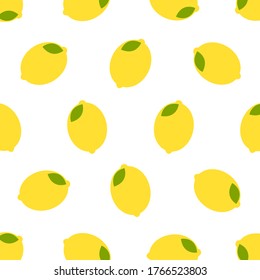 Lemons seamless pattern. Citrus background with yellow juicy lemons.