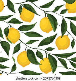 Lemons seamless pattern. Colorfull design for fabric, wallpaper, cover and other.