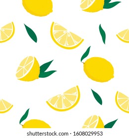 lemons seamless pattern on white background