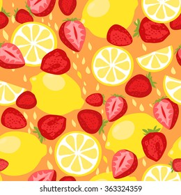 Lemons and Strawberries Seamless Pattern