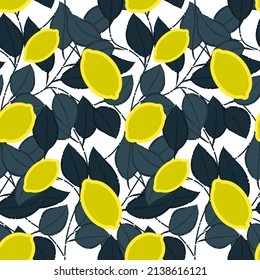 lemons with the tree branch seamless pattern