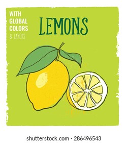 Lemons. Vector illustration Eps10 file. Global colors&layers.