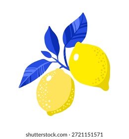 Limões. Ilustração vetorial de um limão de verão, padrão azul
