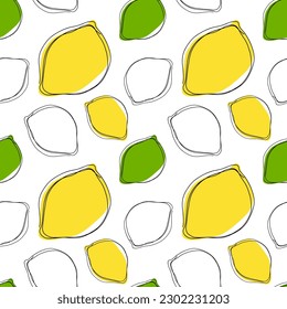 Ilustración lineal vectorial de lémones. Fondo perfecto para carteles, postales o textiles. Esbozar para colorear la página.