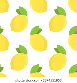 Lemons vector seamless pattern. Flat elements on white background. Best for textile, wallpapers, home decoration, wrapping paper, package and web design.