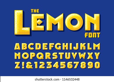 A lemon-themed textural vector alphabet