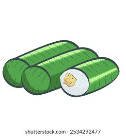 Lemper Illustration, Indonesian Traditional Food