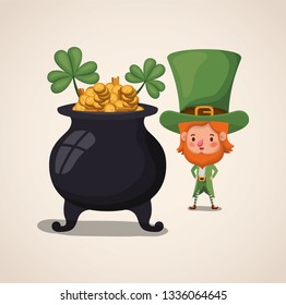 lemprechaun character with treasure cauldron saint patricks day