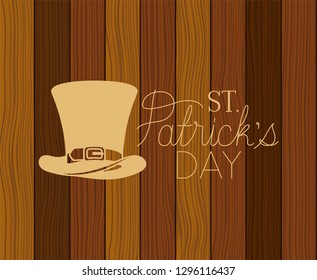 lemprechaun hat saint patricks with wooden background
