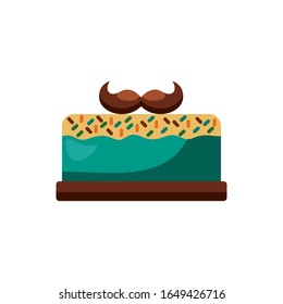 lemprechaun mustache with sweet cake detaild style vector illustration design