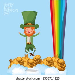 lemprechaun with rainbow saint patricks day font