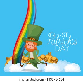 lemprechaun with rainbow saint patricks day font