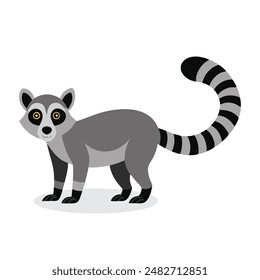 Lemur Animal isolated flat vector illustration on white background
