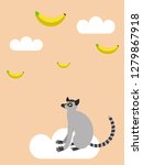 Lemur and banana in the clouds