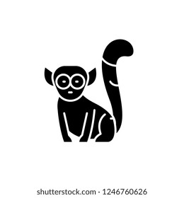 Lemur black icon, vector sign on isolated background. Lemur concept symbol, illustration 