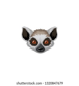lemur cartoon head vector on a white background