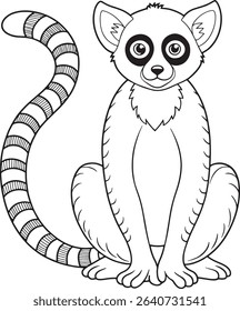 Lemur coloring page printable for jungle animal themed kids books and fun