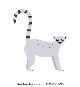 Lemur süße Cartoon Limousine. Vektorgrafik eines afrikanischen Tieres einzeln auf Weiß